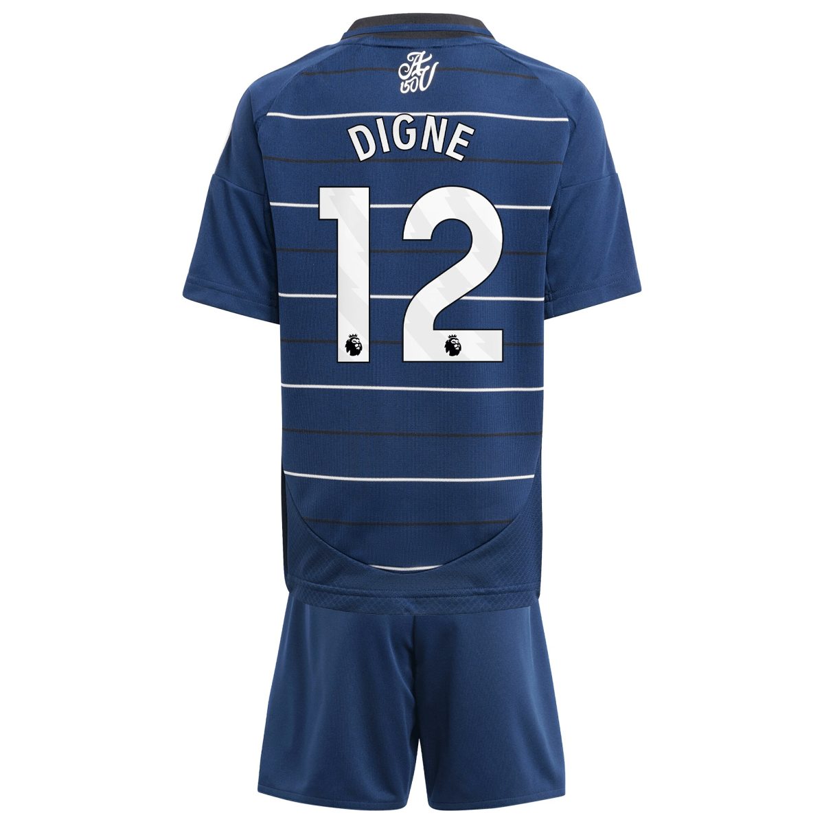 Explore the aston villa adidas third minikit 2024-25 with digne 12 printing Collection of Aston Villa jerseys. Authentic, high-quality football shirts for every supporter, available worldwide.