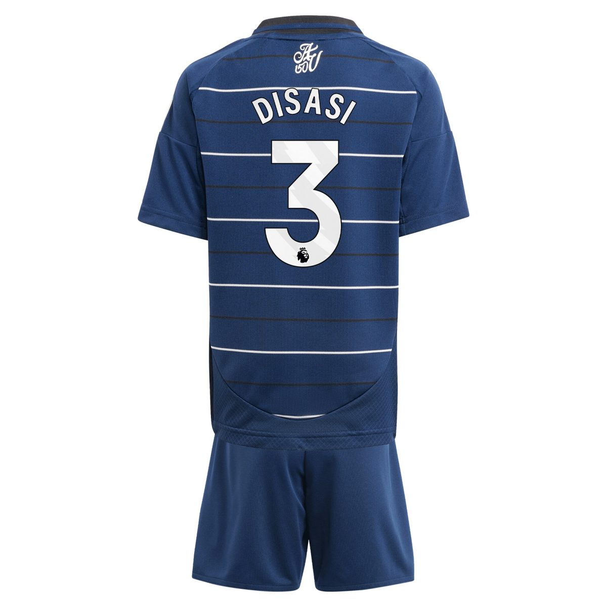 Explore the aston villa adidas third minikit 2024-25 with disasi 3 printing Collection of Aston Villa jerseys. Authentic, high-quality football shirts for every supporter, available worldwide.