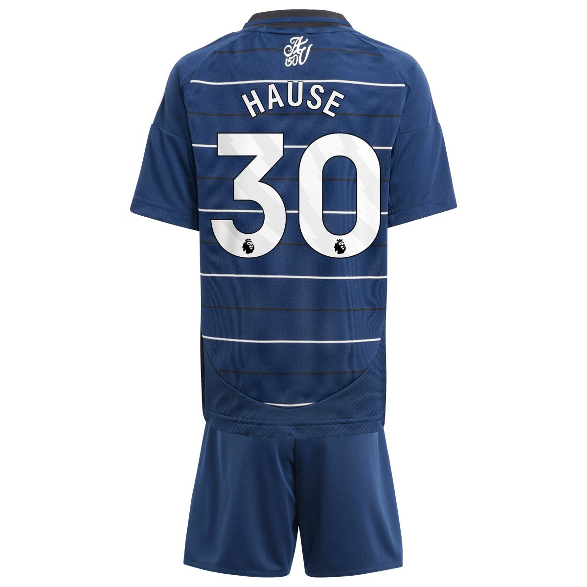 Explore the aston villa adidas third minikit 2024-25 with hause 30 printing Collection of Aston Villa jerseys. Authentic, high-quality football shirts for every supporter, available worldwide.