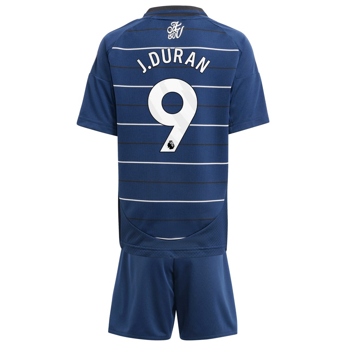 Explore the aston villa adidas third minikit 2024-25 with j.duran 9 printing Collection of Aston Villa jerseys. Authentic, high-quality football shirts for every supporter, available worldwide.
