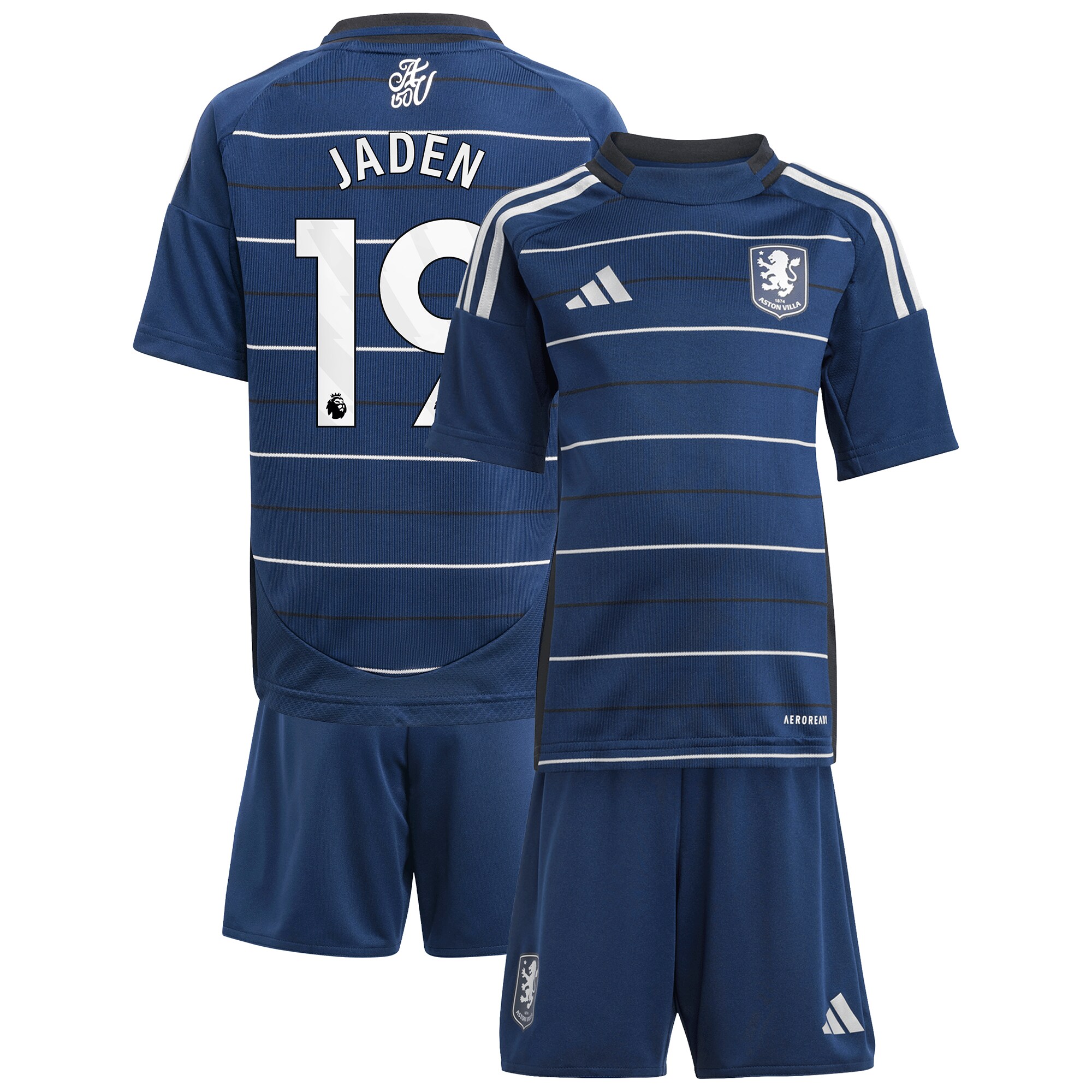 Explore the aston villa adidas third minikit 2024-25 with jaden 19 printing Collection of Aston Villa jerseys. Authentic, high-quality football shirts for every supporter, available worldwide.