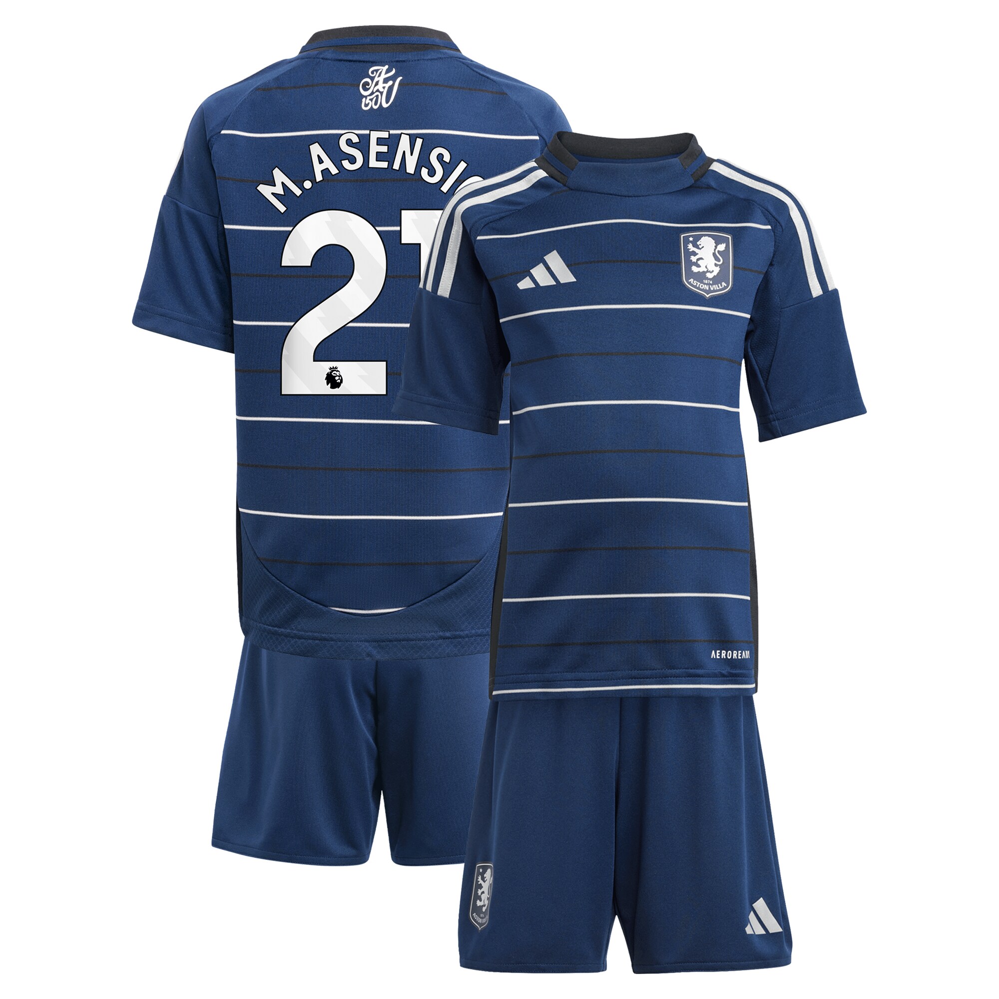 Explore the aston villa adidas third minikit 2024-25 with m.asensio 21 printing Collection of Aston Villa jerseys. Authentic, high-quality football shirts for every supporter, available worldwide.