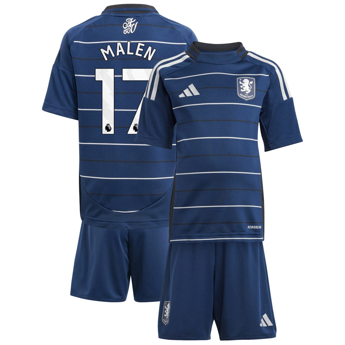 Explore the aston villa adidas third minikit 2024-25 with malen 17 printing Collection of Aston Villa jerseys. Authentic, high-quality football shirts for every supporter, available worldwide.