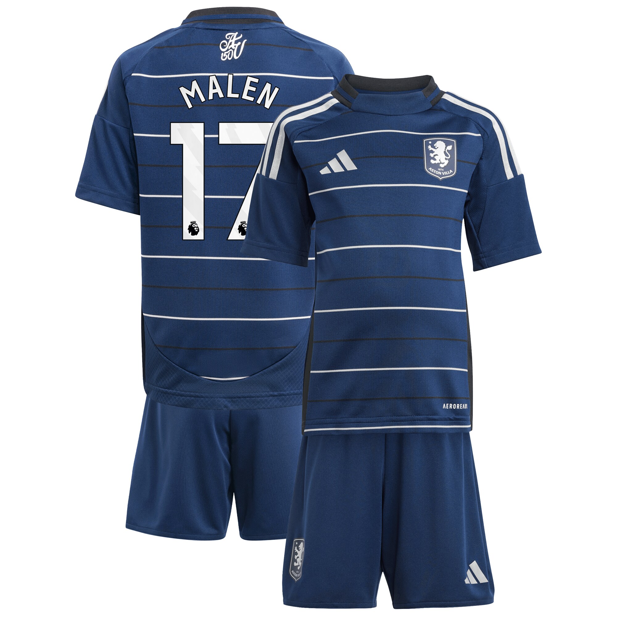 Explore the aston villa adidas third minikit 2024-25 with malen 17 printing Collection of Aston Villa jerseys. Authentic, high-quality football shirts for every supporter, available worldwide.