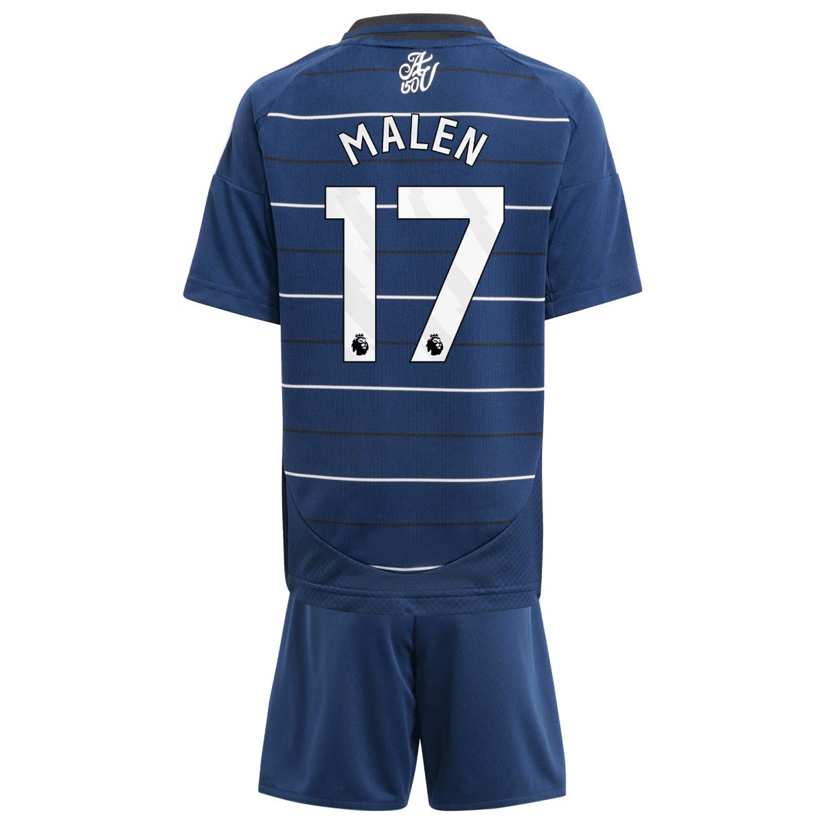 Explore the aston villa adidas third minikit 2024-25 with malen 17 printing Collection of Aston Villa jerseys. Authentic, high-quality football shirts for every supporter, available worldwide.