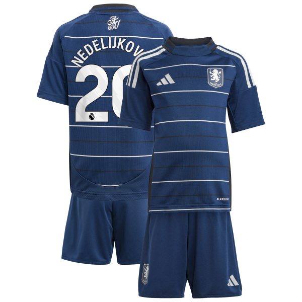Explore the aston villa adidas third minikit 2024-25 with nedeljković 20 printing Collection of Aston Villa jerseys. Authentic, high-quality football shirts for every supporter, available worldwide.