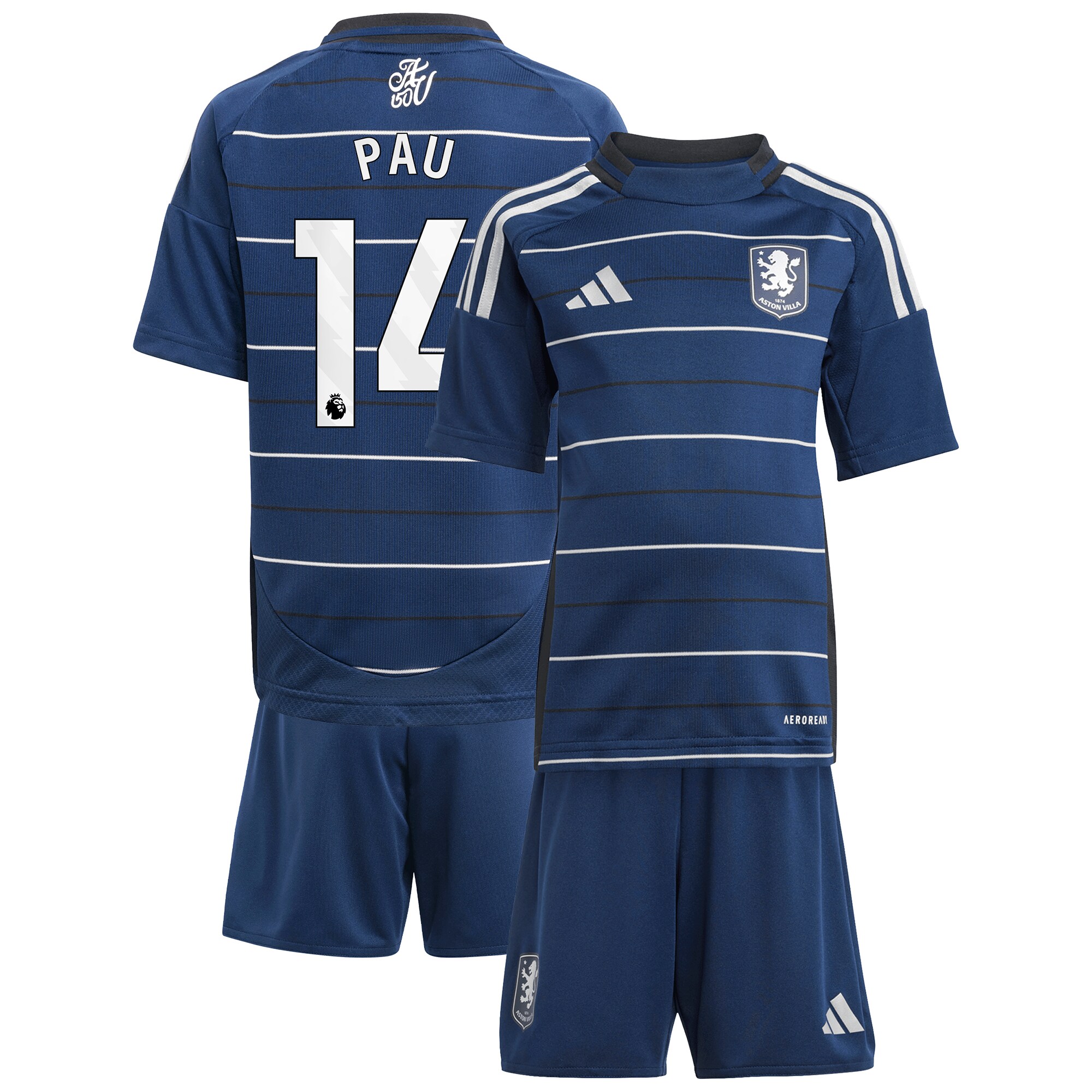 Explore the aston villa adidas third minikit 2024-25 with pau 14 printing Collection of Aston Villa jerseys. Authentic, high-quality football shirts for every supporter, available worldwide.