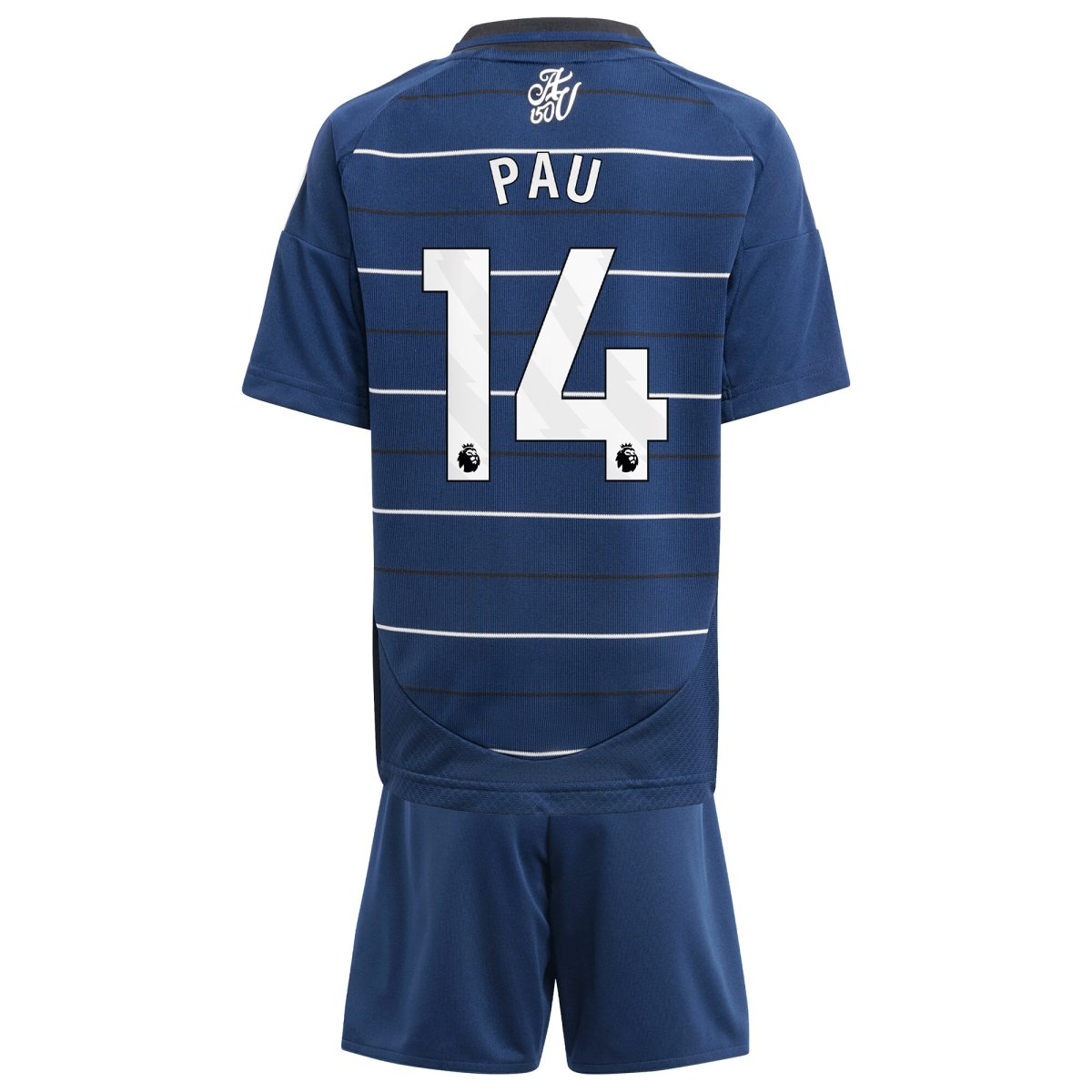 Explore the aston villa adidas third minikit 2024-25 with pau 14 printing Collection of Aston Villa jerseys. Authentic, high-quality football shirts for every supporter, available worldwide.