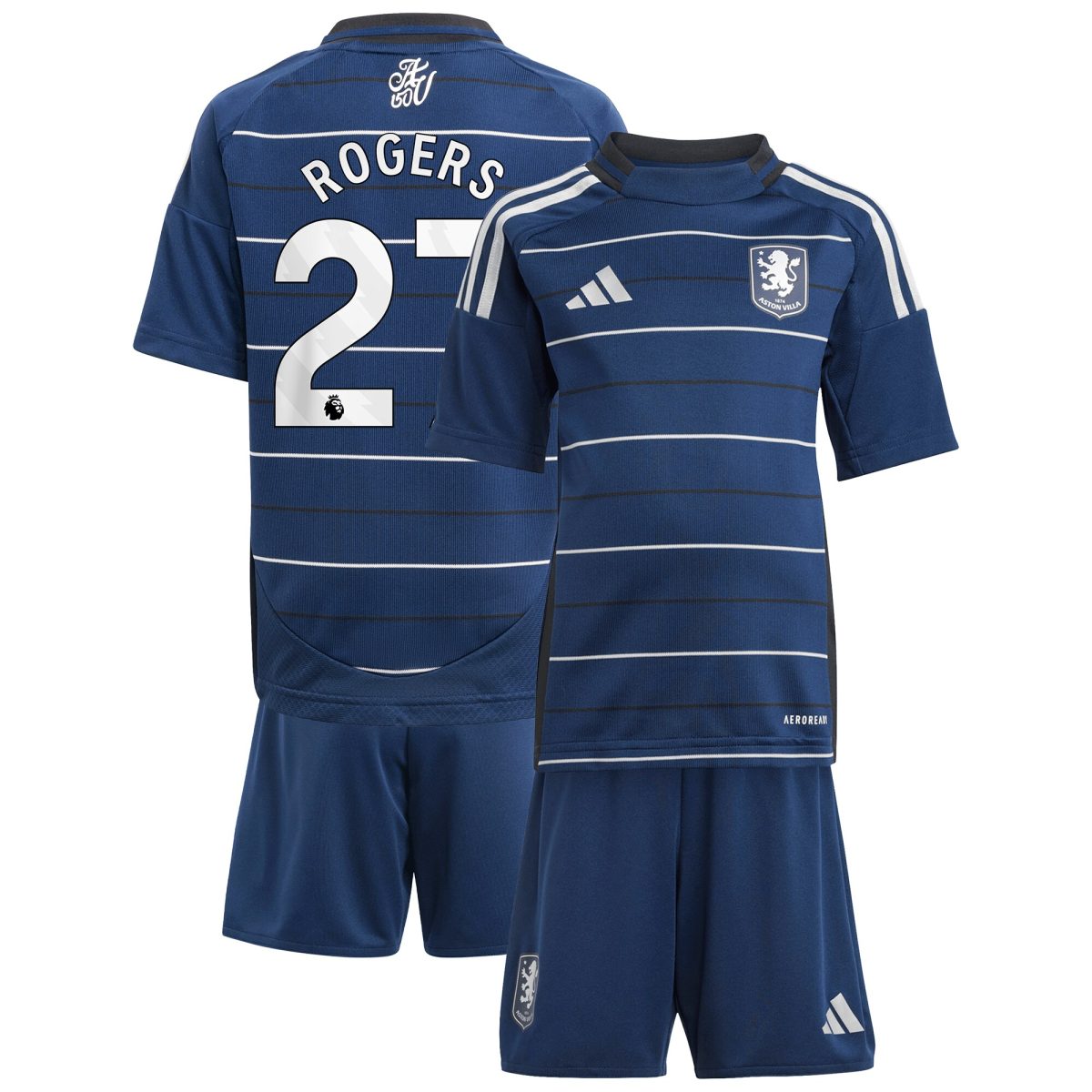 Explore the aston villa adidas third minikit 2024-25 with rogers 27 printing Collection of Aston Villa jerseys. Authentic, high-quality football shirts for every supporter, available worldwide.