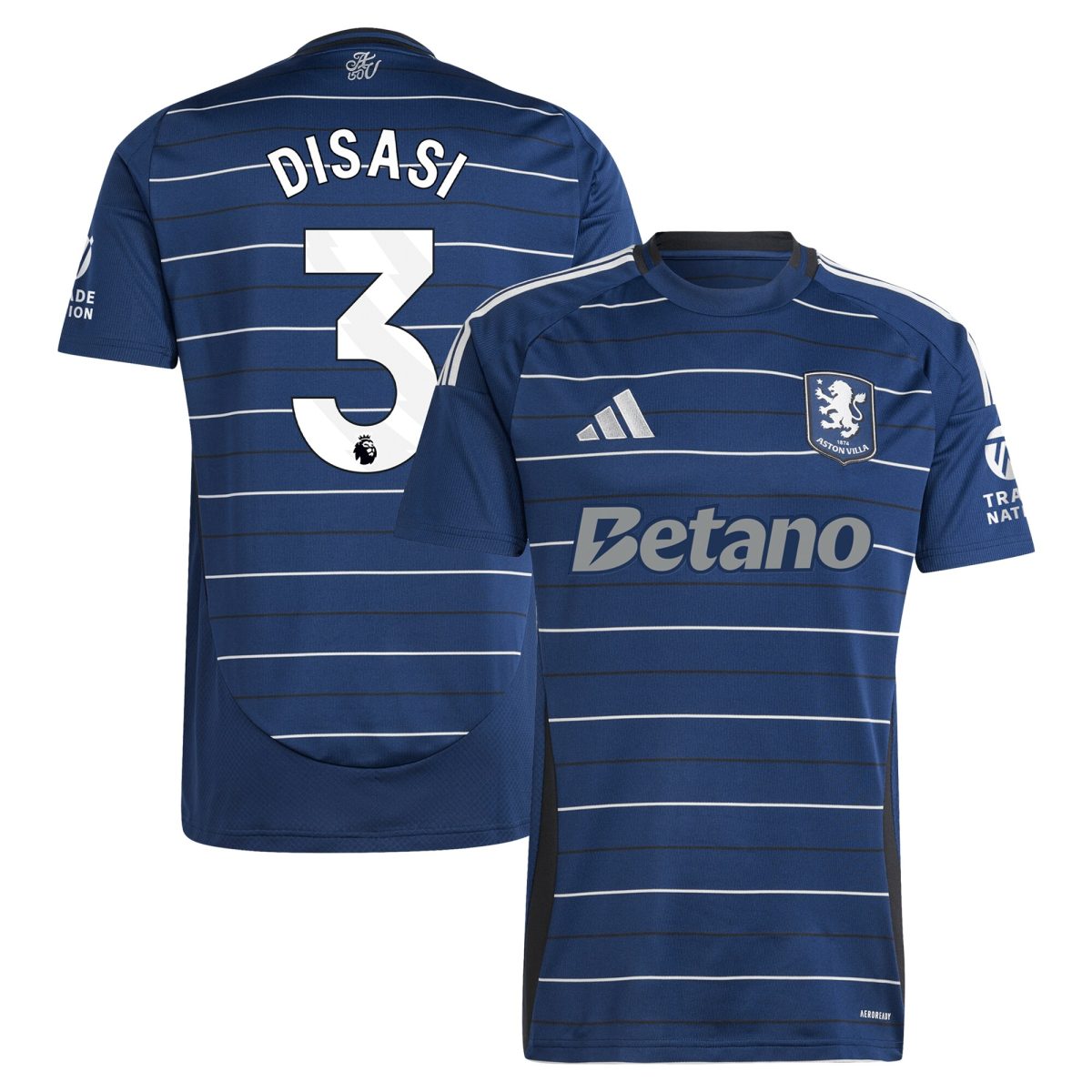 Explore the aston villa adidas third shirt 2024-25 with disasi 3 printing Collection of Aston Villa jerseys. Authentic, high-quality football shirts for every supporter, available worldwide.