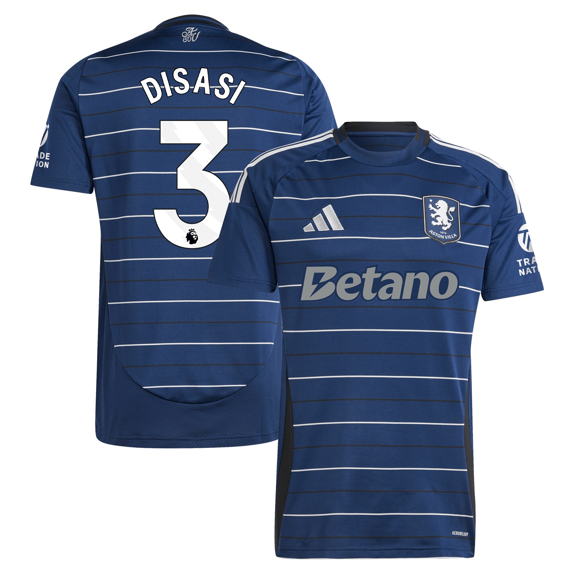 Explore the aston villa adidas third shirt 2024-25 with disasi 3 printing Collection of Aston Villa jerseys. Authentic, high-quality football shirts for every supporter, available worldwide.