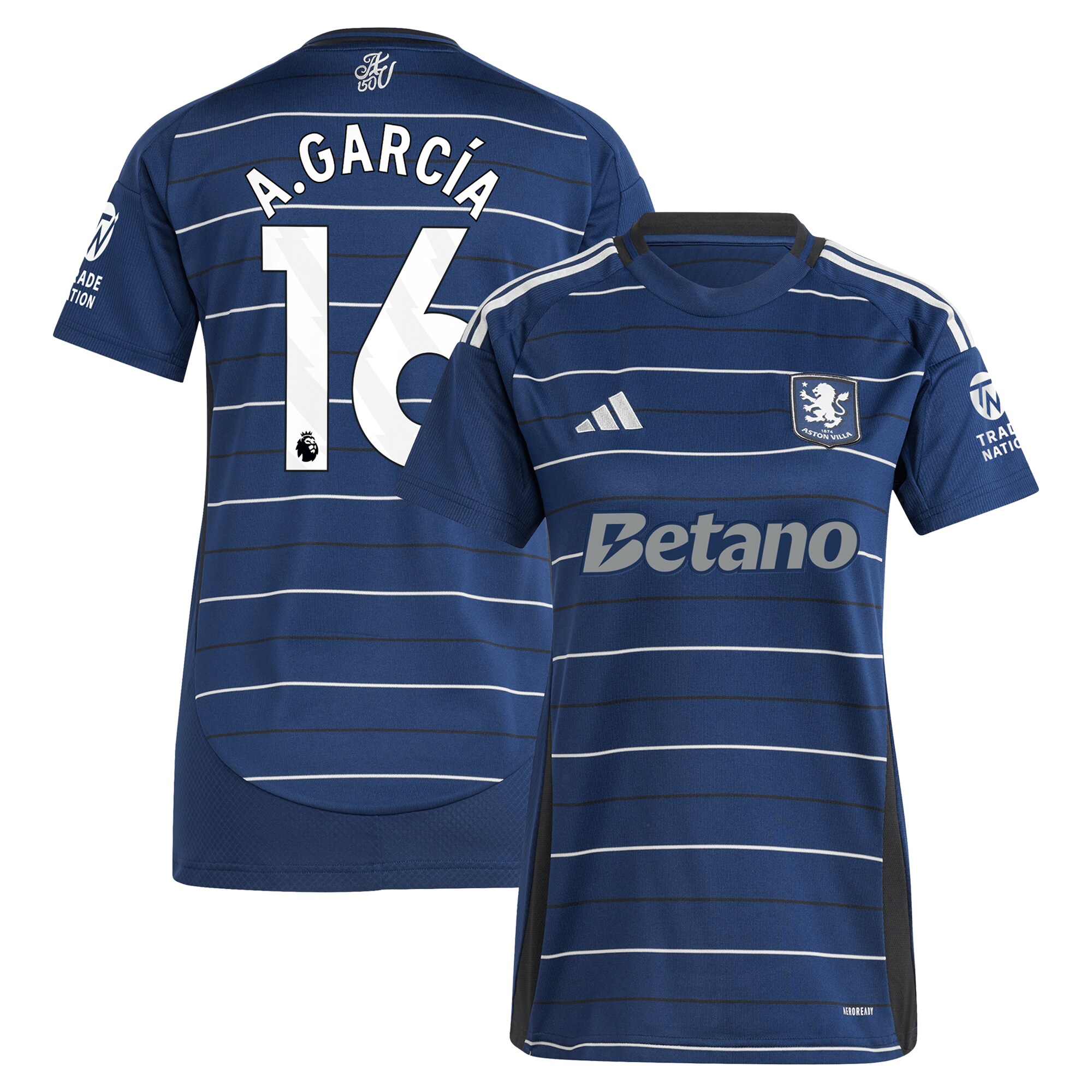 Explore the aston villa adidas third shirt 2024-25 – womens with a.garcía 16 printing Collection of Aston Villa jerseys. Authentic, high-quality football shirts for every supporter, available worldwide.