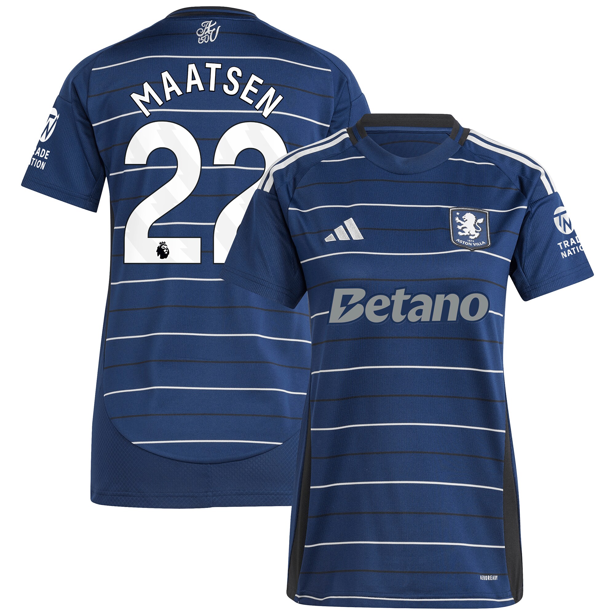 Explore the aston villa adidas third shirt 2024-25 – womens with maatsen 22 printing Collection of Aston Villa jerseys. Authentic, high-quality football shirts for every supporter, available worldwide.