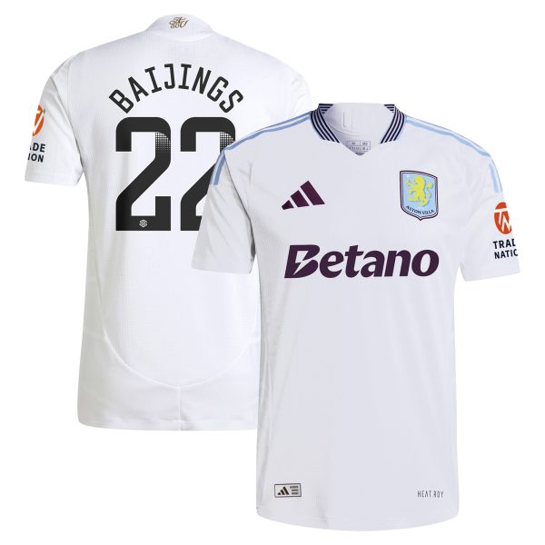 Explore the aston villa adidas wsl away authentic shirt 2024-25 with baijings 22 printing Collection of Aston Villa jerseys. Authentic, high-quality football shirts for every supporter, available worldwide.