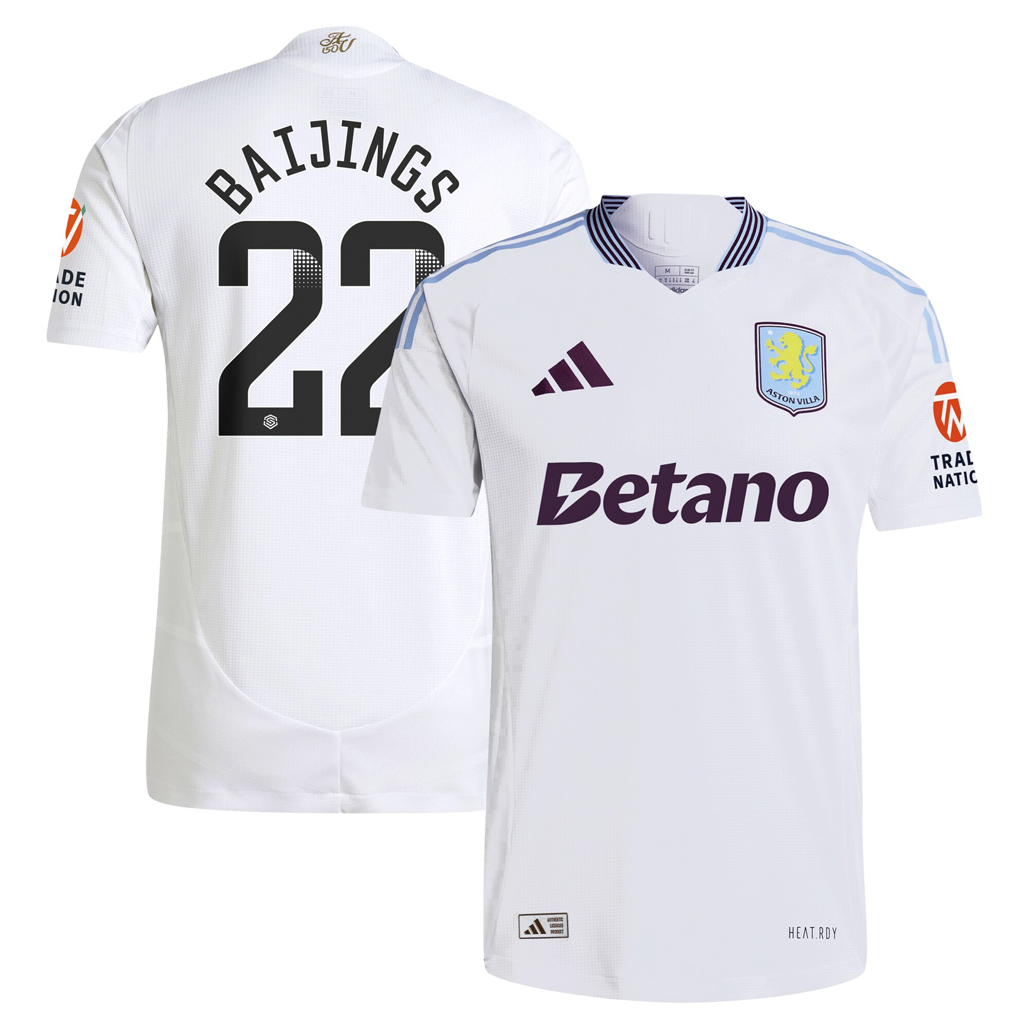 Explore the aston villa adidas wsl away authentic shirt 2024-25 with baijings 22 printing Collection of Aston Villa jerseys. Authentic, high-quality football shirts for every supporter, available worldwide.