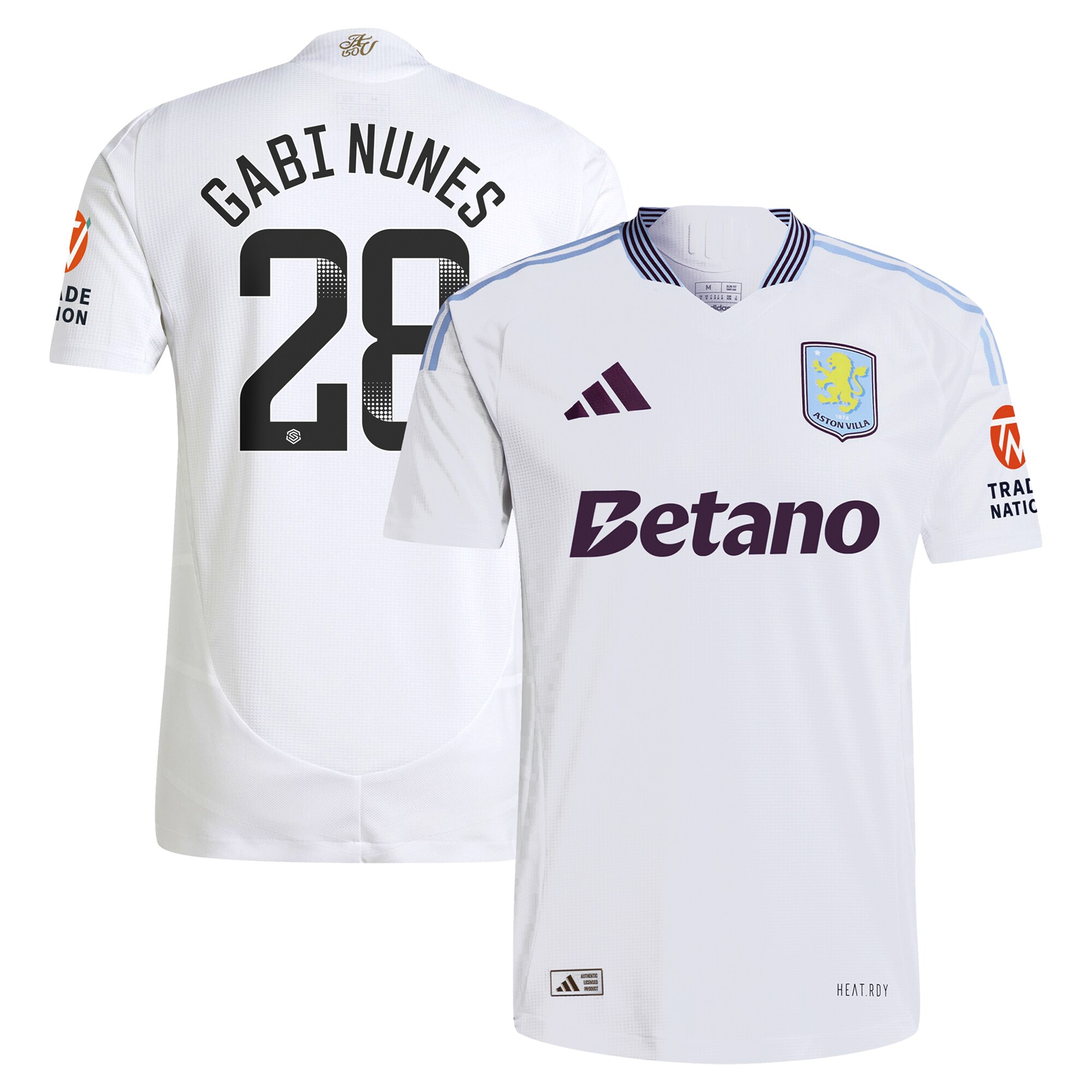 Explore the aston villa adidas wsl away authentic shirt 2024-25 with gabi nunes 28 printing Collection of Aston Villa jerseys. Authentic, high-quality football shirts for every supporter, available worldwide.