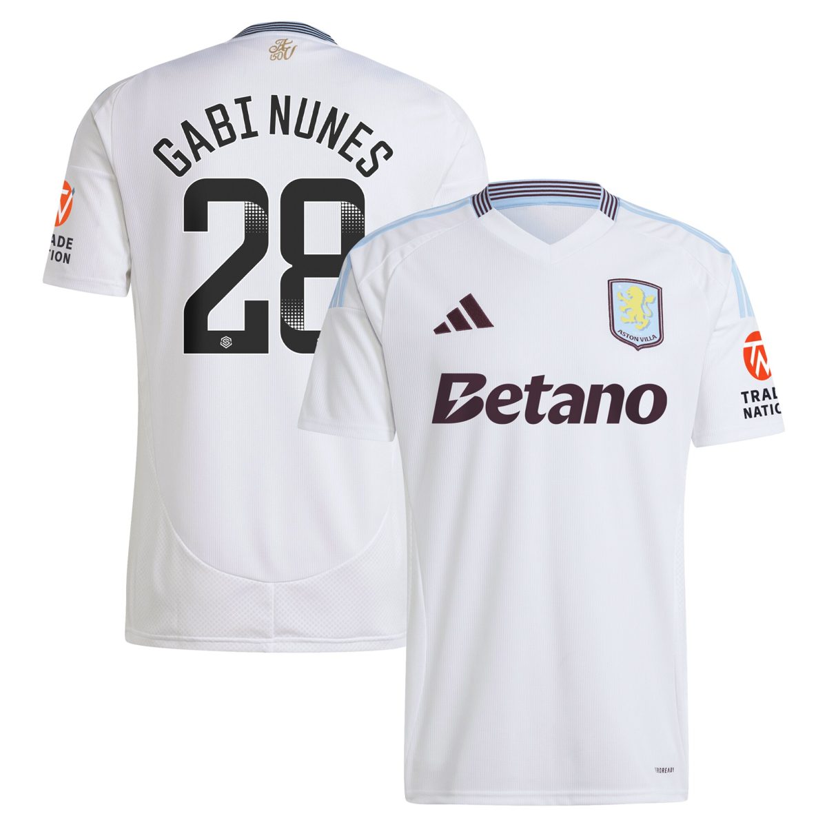 Explore the aston villa adidas wsl away shirt 2024-25 with gabi nunes 28 printing Collection of Aston Villa jerseys. Authentic, high-quality football shirts for every supporter, available worldwide.
