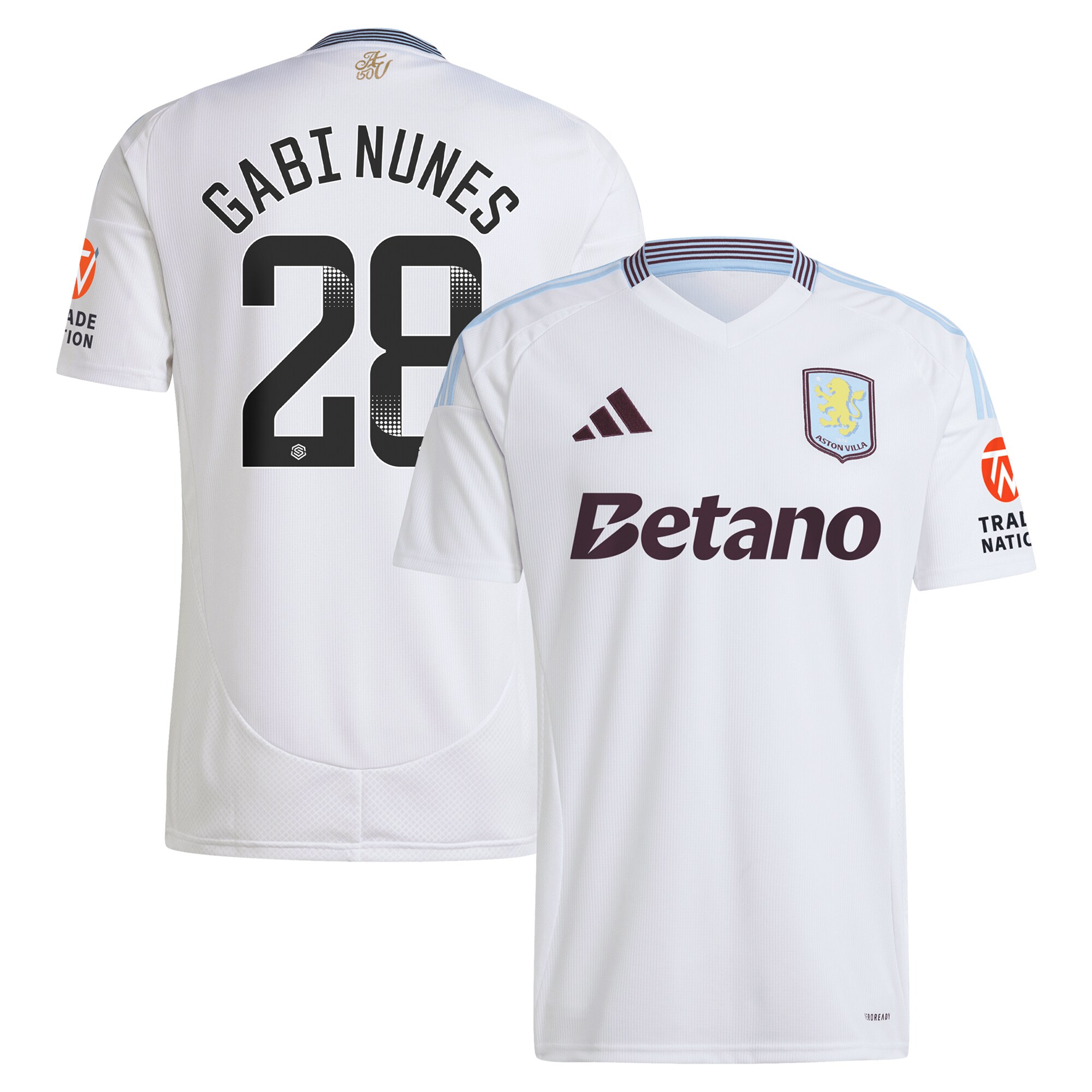 Explore the aston villa adidas wsl away shirt 2024-25 with gabi nunes 28 printing Collection of Aston Villa jerseys. Authentic, high-quality football shirts for every supporter, available worldwide.