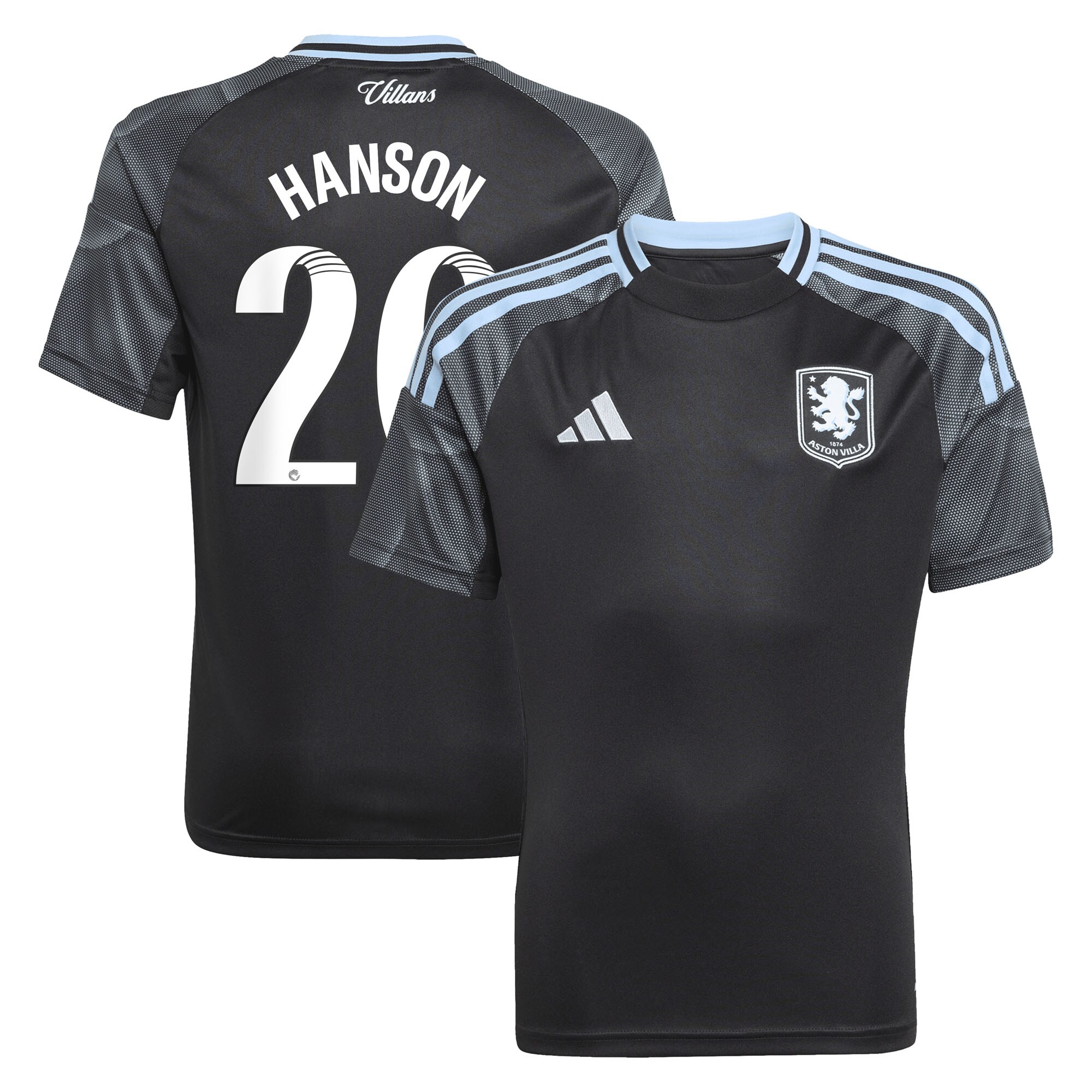 Explore the aston villa adidas wsl away shirt 2025-26 – kids with hanson 20 printing Collection of Aston Villa jerseys. Authentic, high-quality football shirts for every supporter, available worldwide.