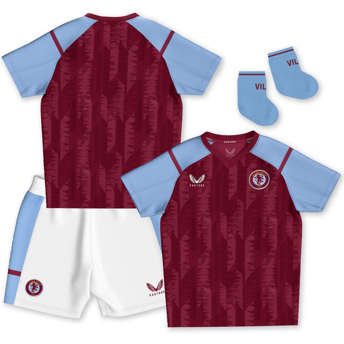 Explore the aston villa castore home baby kit 2023-24 with custom printing Collection of Aston Villa jerseys. Authentic, high-quality football shirts for every supporter, available worldwide.