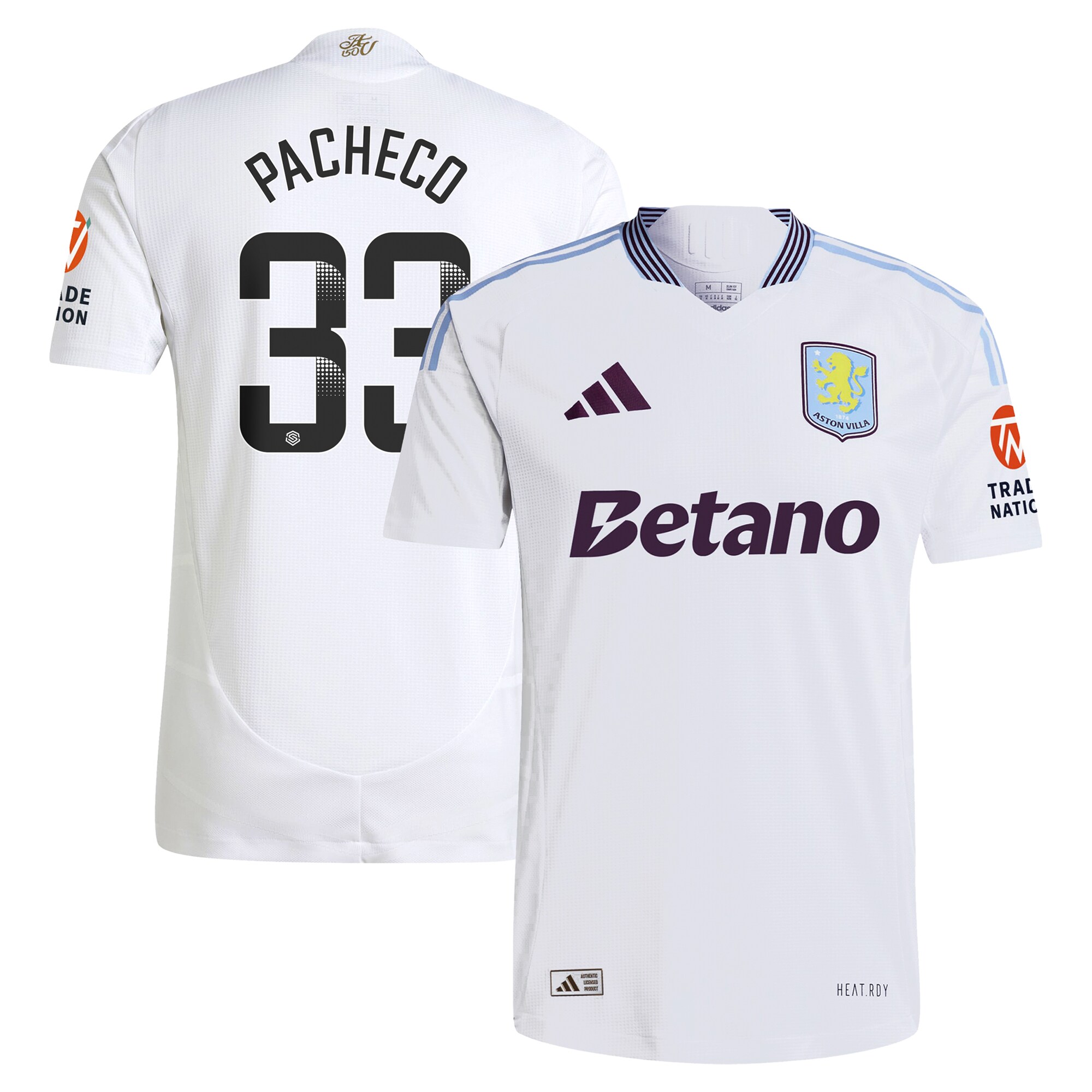 Explore the aston villa wsl adidas away authentic shirt 2024-25 with pacheco 33 printing Collection of Aston Villa jerseys. Authentic, high-quality football shirts for every supporter, available worldwide.