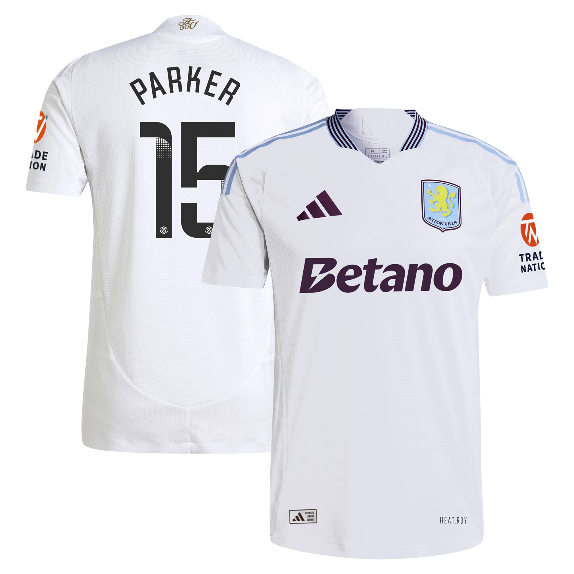 Explore the aston villa wsl adidas away authentic shirt 2024-25 with parker 15 printing Collection of Aston Villa jerseys. Authentic, high-quality football shirts for every supporter, available worldwide.