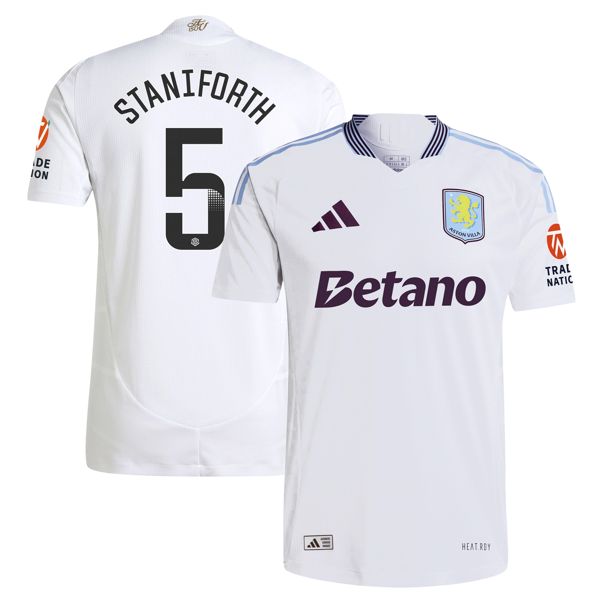 Explore the aston villa wsl adidas away authentic shirt 2024-25 with staniforth 5 printing Collection of Aston Villa jerseys. Authentic, high-quality football shirts for every supporter, available worldwide.