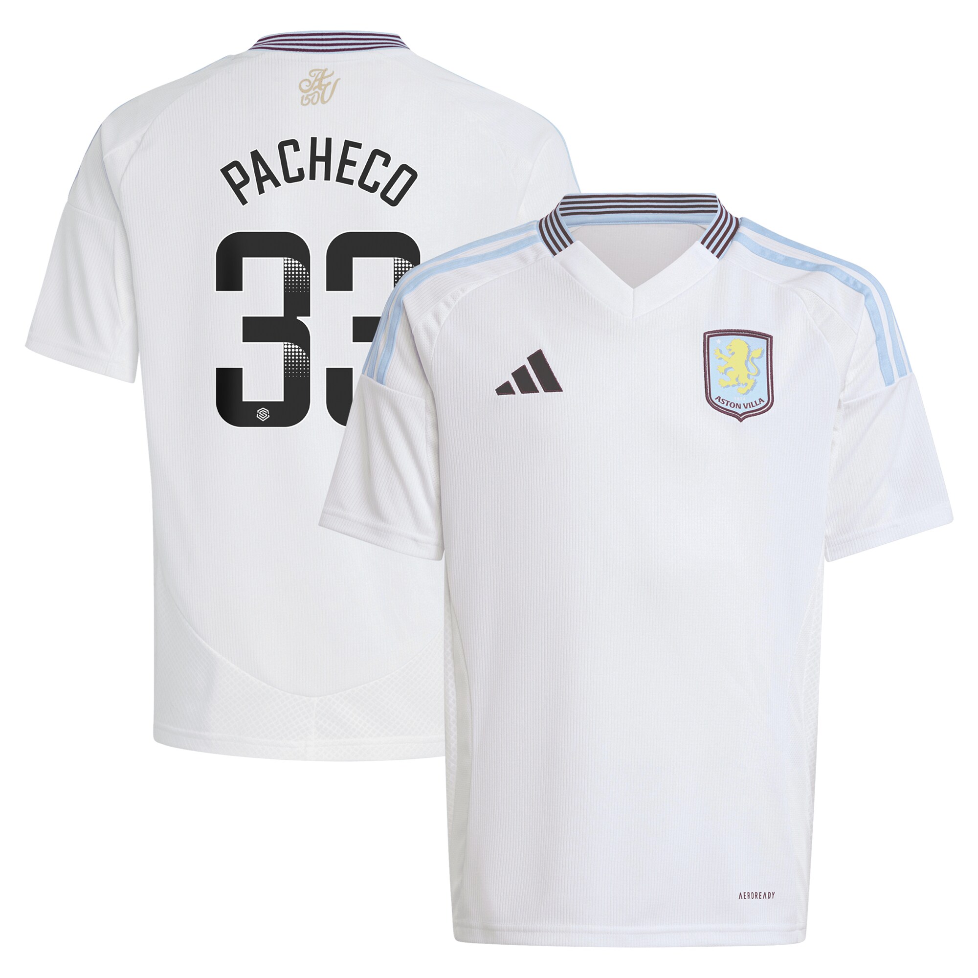 Explore the aston villa wsl adidas away shirt 2024-25 – kids with pacheco 33 printing Collection of Aston Villa jerseys. Authentic, high-quality football shirts for every supporter, available worldwide.