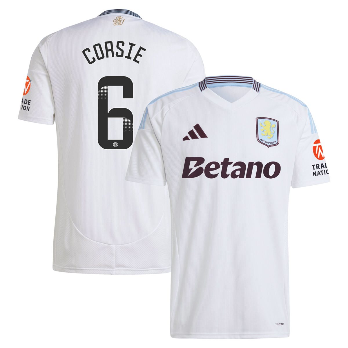 Explore the aston villa wsl adidas away shirt 2024-25 with corsie 6 printing Collection of Aston Villa jerseys. Authentic, high-quality football shirts for every supporter, available worldwide.