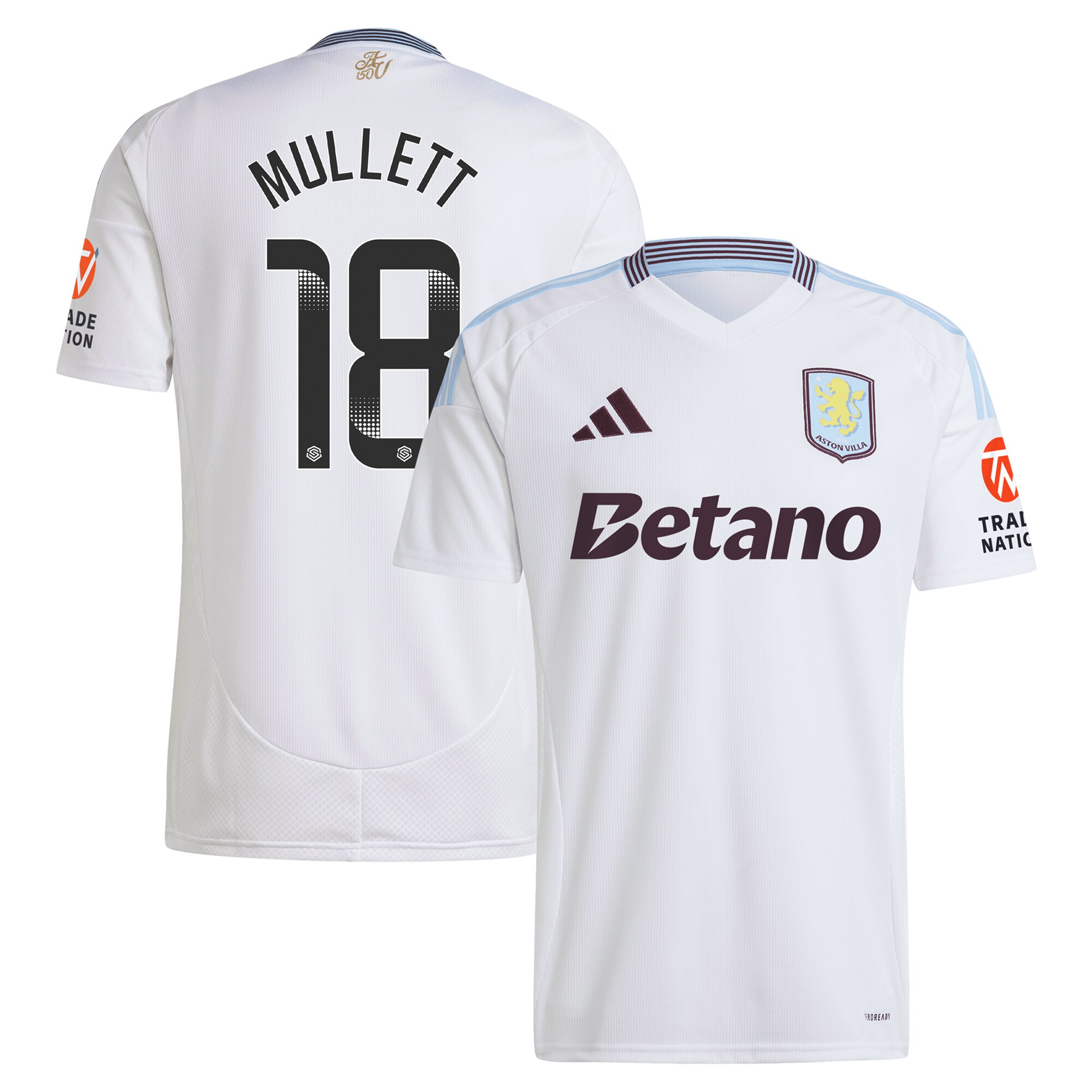 Explore the aston villa wsl adidas away shirt 2024-25 with mullett 18 printing Collection of Aston Villa jerseys. Authentic, high-quality football shirts for every supporter, available worldwide.