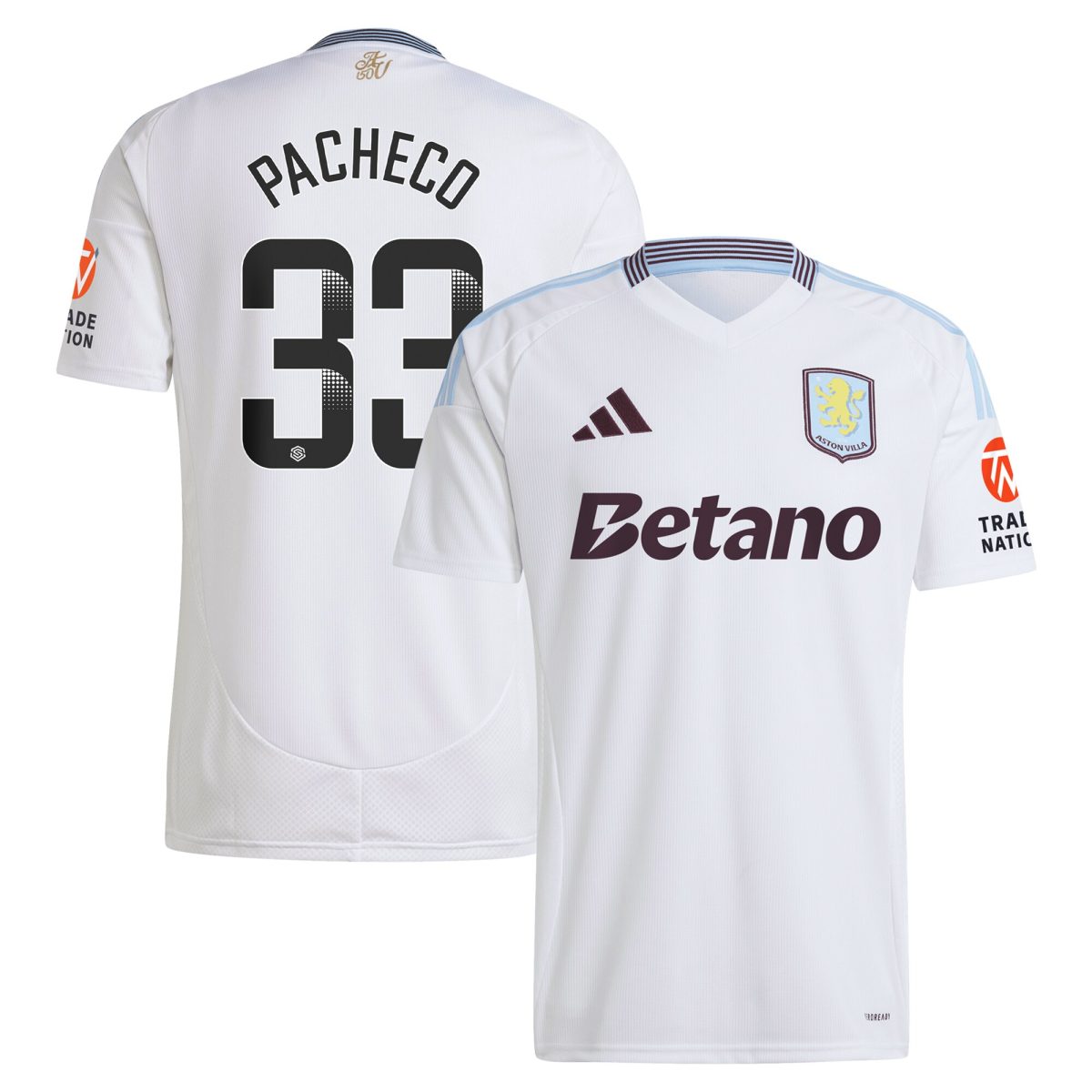 Explore the aston villa wsl adidas away shirt 2024-25 with pacheco 33 printing Collection of Aston Villa jerseys. Authentic, high-quality football shirts for every supporter, available worldwide.