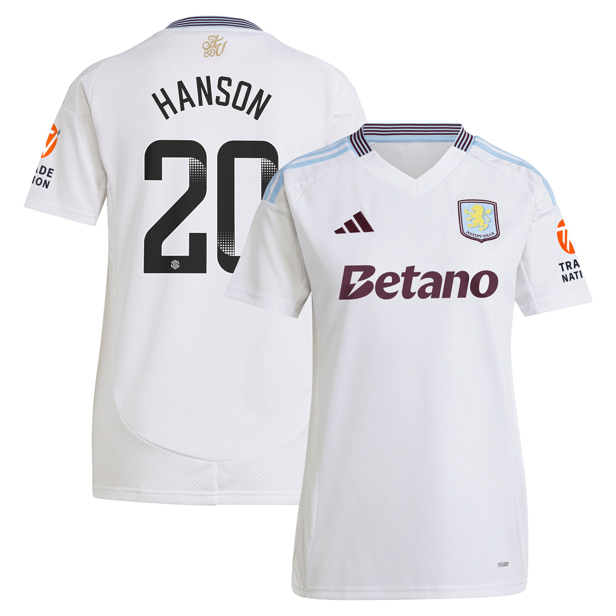 Explore the aston villa wsl adidas away shirt 2024-25 – womens with hanson 20 printing Collection of Aston Villa jerseys. Authentic, high-quality football shirts for every supporter, available worldwide.