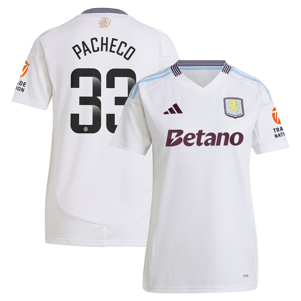 Explore the aston villa wsl adidas away shirt 2024-25 – womens with pacheco 33 printing Collection of Aston Villa jerseys. Authentic, high-quality football shirts for every supporter, available worldwide.