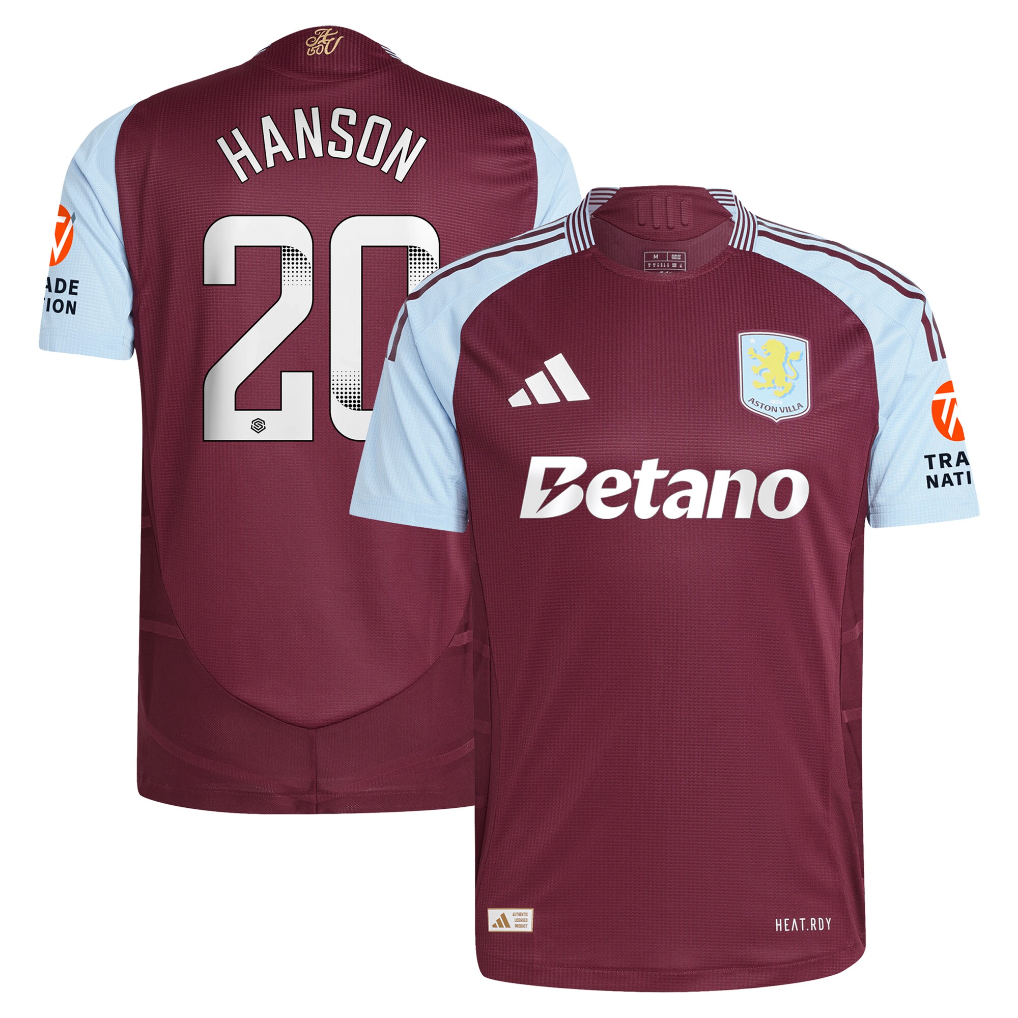 Explore the aston villa wsl adidas home authentic shirt 2024-25 with hanson 20 printing Collection of Aston Villa jerseys. Authentic, high-quality football shirts for every supporter, available worldwide.