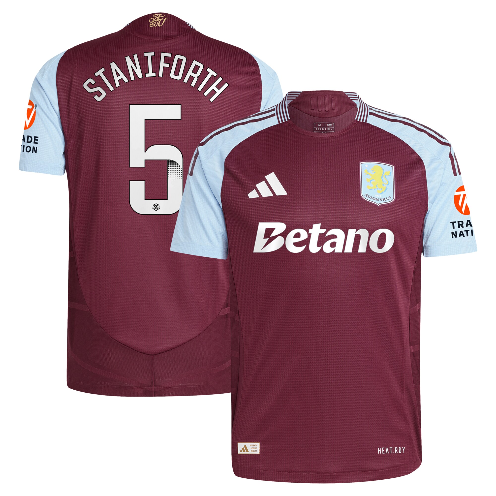 Explore the aston villa wsl adidas home authentic shirt 2024-25 with staniforth 5 printing Collection of Aston Villa jerseys. Authentic, high-quality football shirts for every supporter, available worldwide.