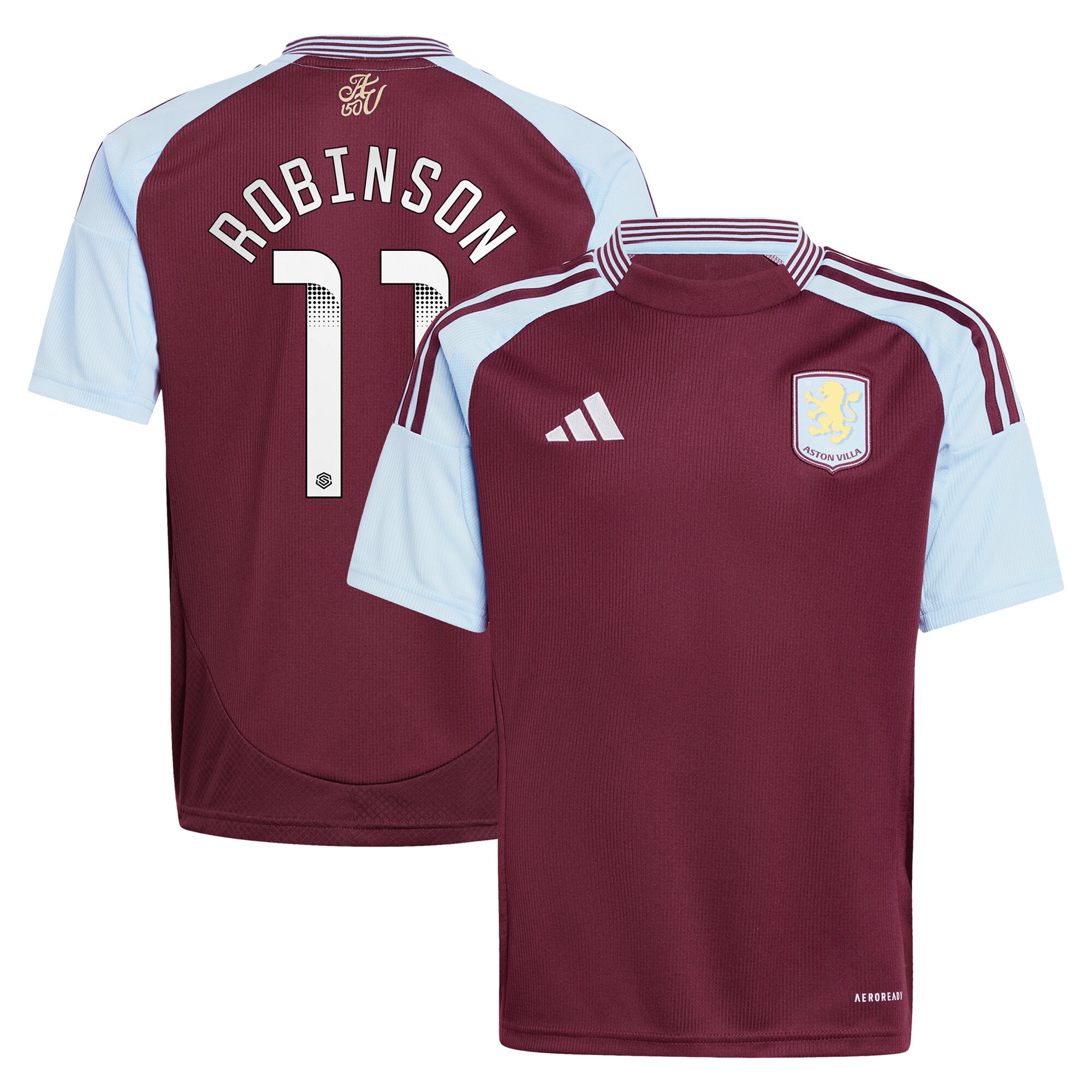 Explore the aston villa wsl adidas home shirt 2024-25 – kids with robinson 11 printing Collection of Aston Villa jerseys. Authentic, high-quality football shirts for every supporter, available worldwide.