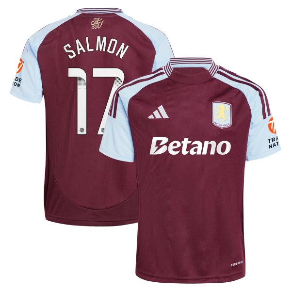 Explore the aston villa wsl adidas home shirt 2024-25 with salmon 17 printing Collection of Aston Villa jerseys. Authentic, high-quality football shirts for every supporter, available worldwide.