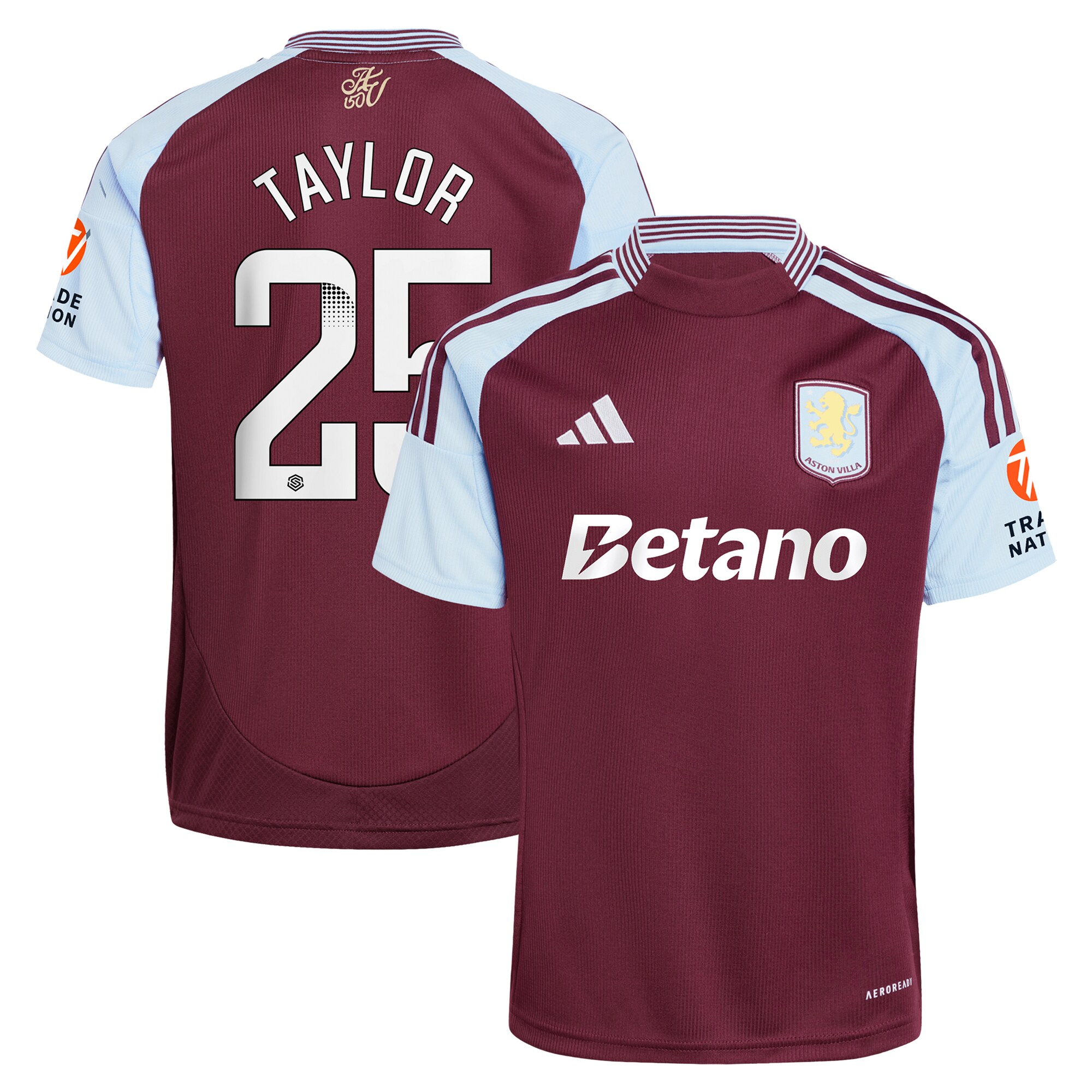 Explore the aston villa wsl adidas home shirt 2024-25 with taylor 25 printing Collection of Aston Villa jerseys. Authentic, high-quality football shirts for every supporter, available worldwide.