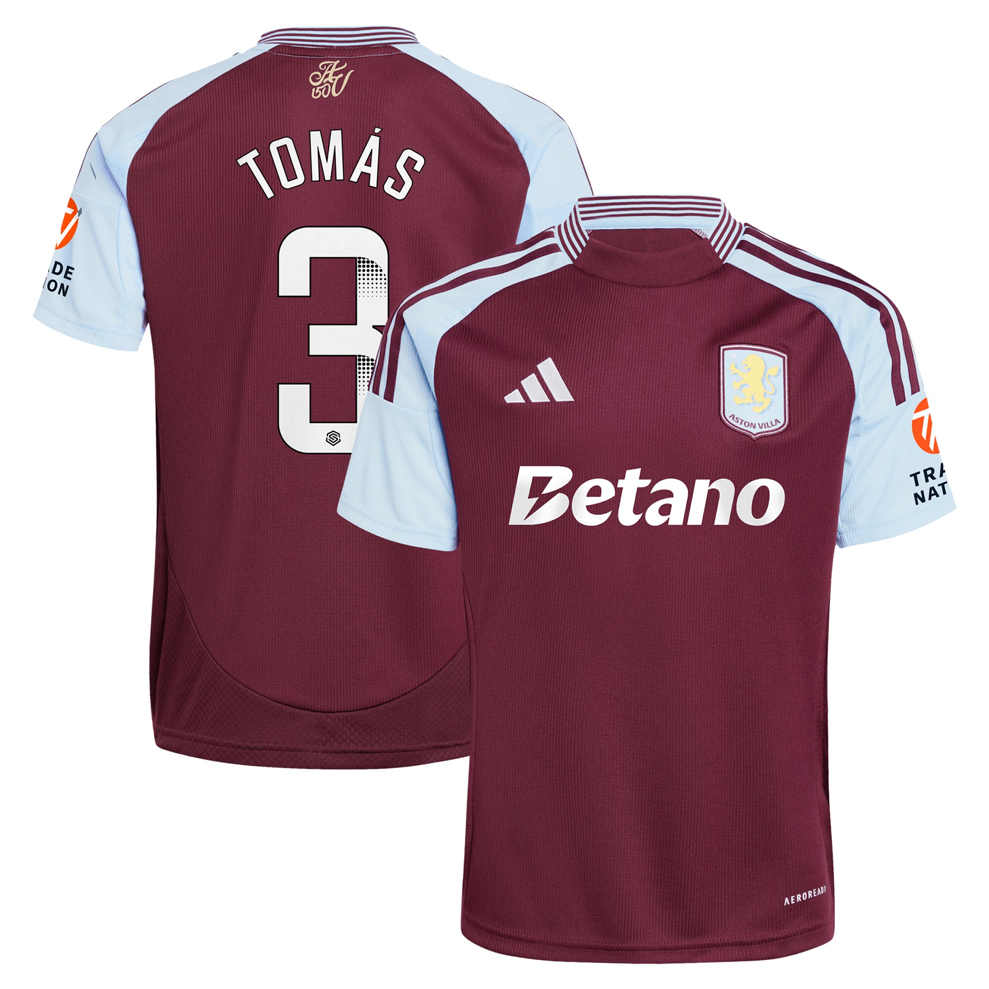 Explore the aston villa wsl adidas home shirt 2024-25 with tomás 3 printing Collection of Aston Villa jerseys. Authentic, high-quality football shirts for every supporter, available worldwide.