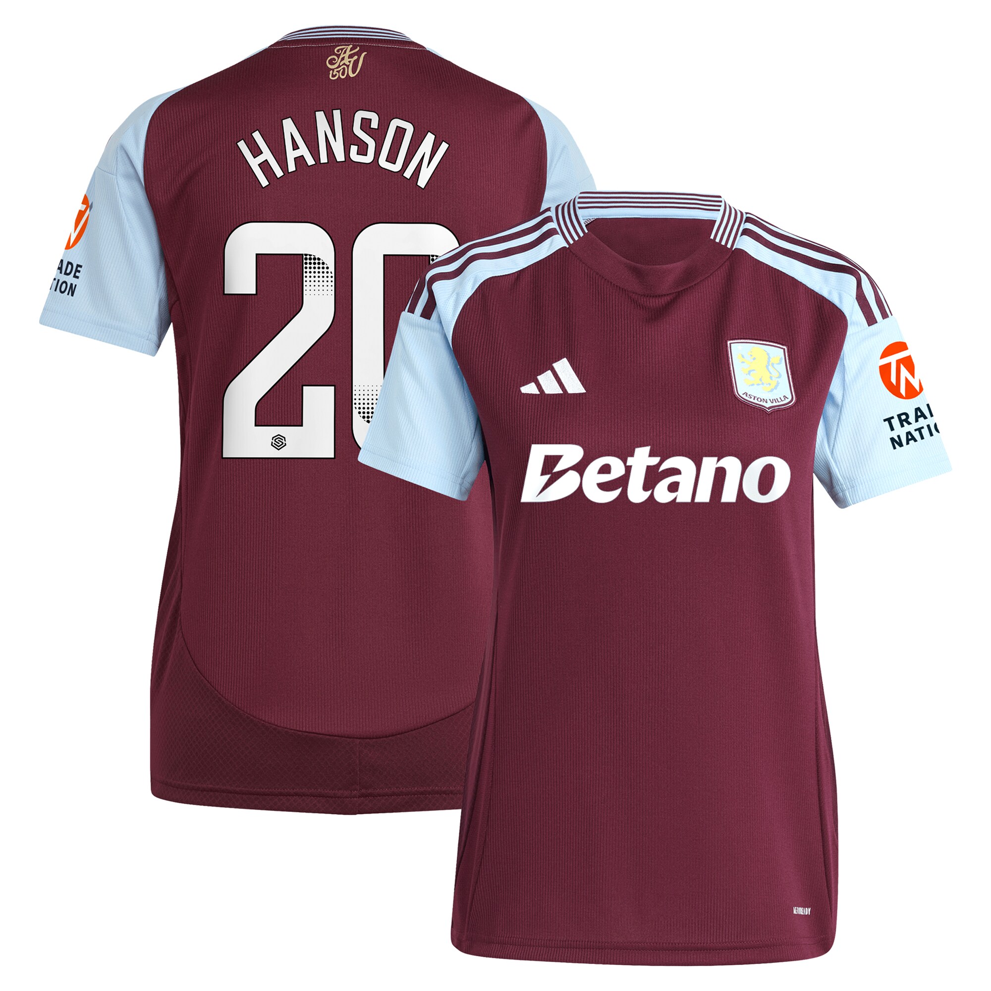 Explore the aston villa wsl adidas home shirt 2024-25 – womens with hanson 20 printing Collection of Aston Villa jerseys. Authentic, high-quality football shirts for every supporter, available worldwide.