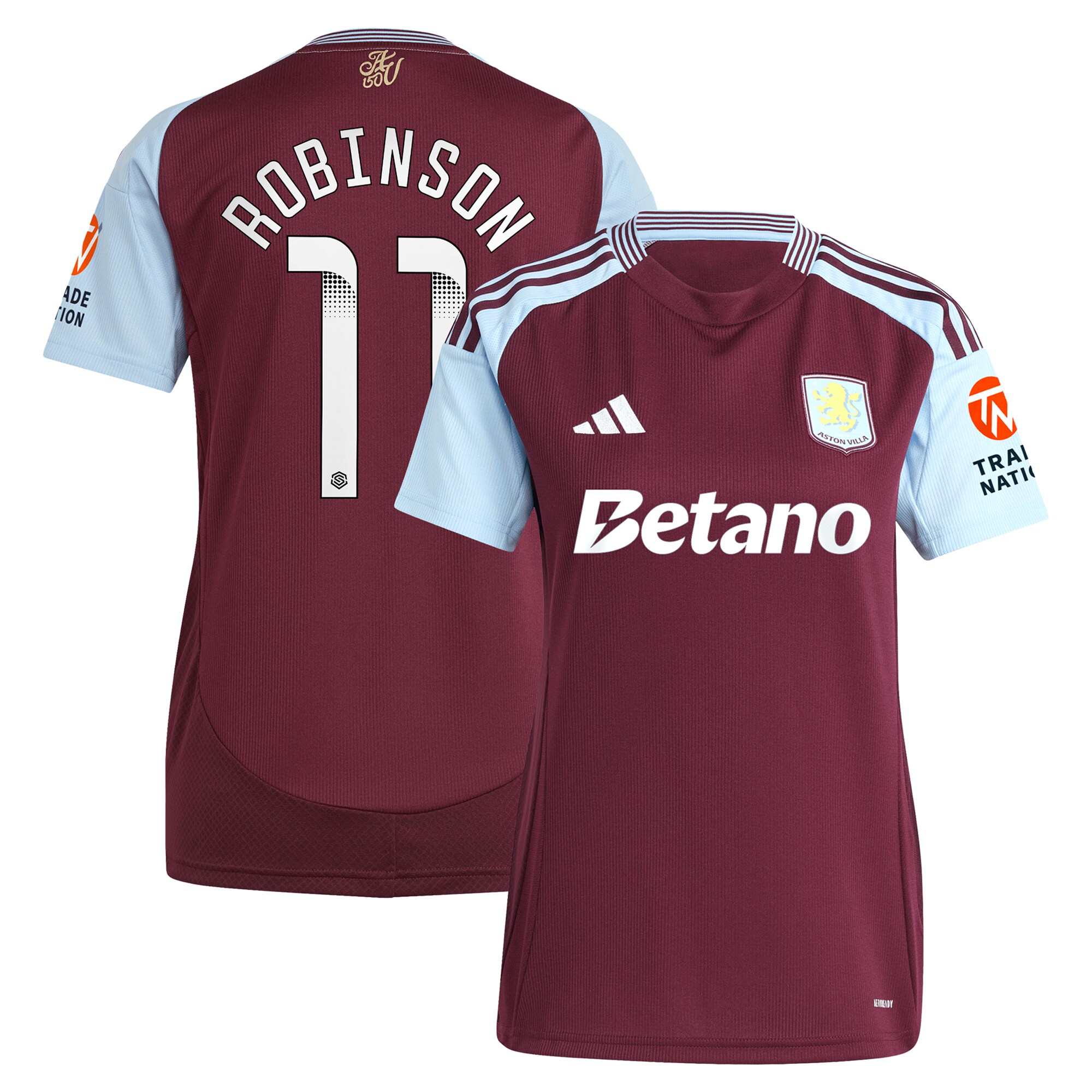 Explore the aston villa wsl adidas home shirt 2024-25 – womens with robinson 11 printing Collection of Aston Villa jerseys. Authentic, high-quality football shirts for every supporter, available worldwide.