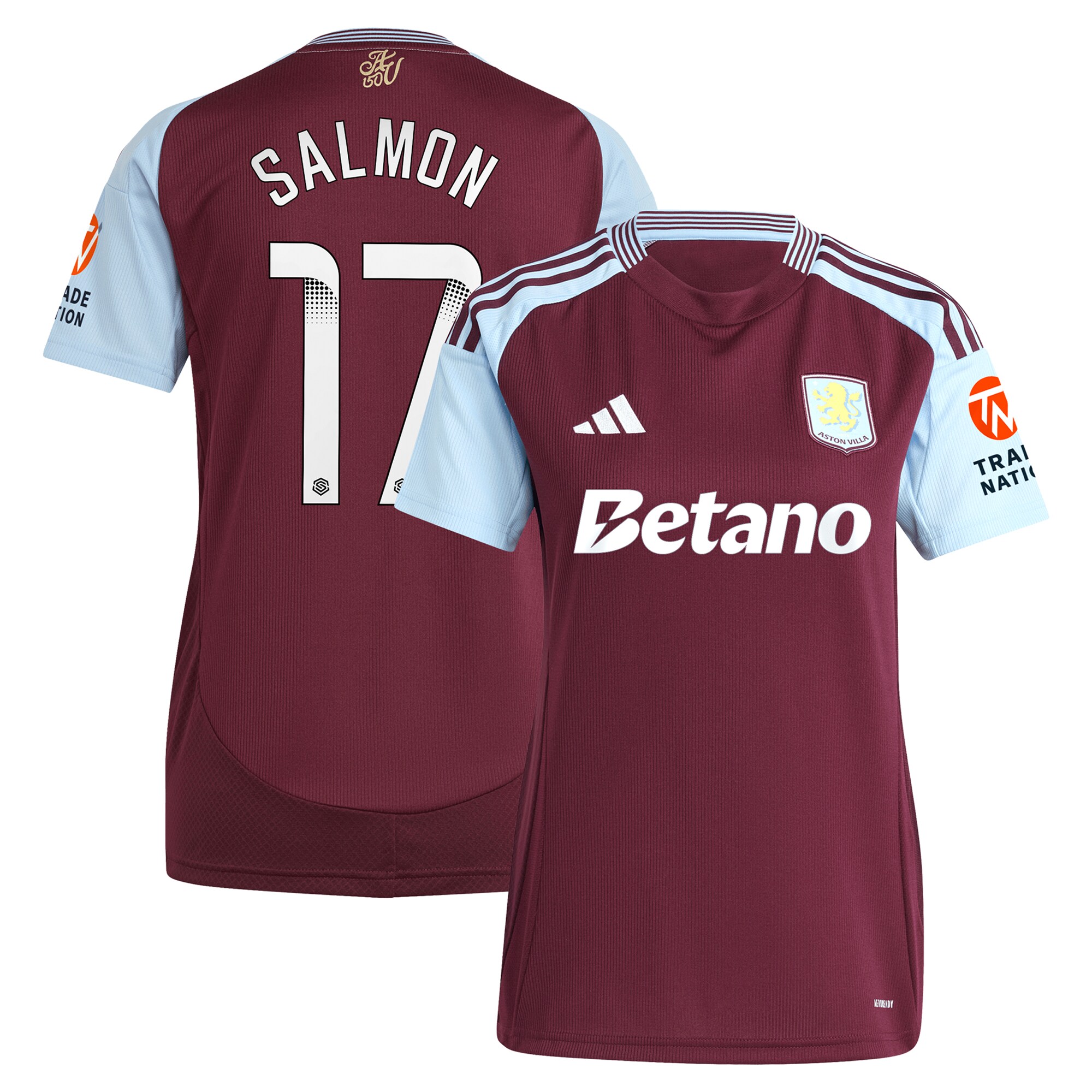 Explore the aston villa wsl adidas home shirt 2024-25 – womens with salmon 17 printing Collection of Aston Villa jerseys. Authentic, high-quality football shirts for every supporter, available worldwide.