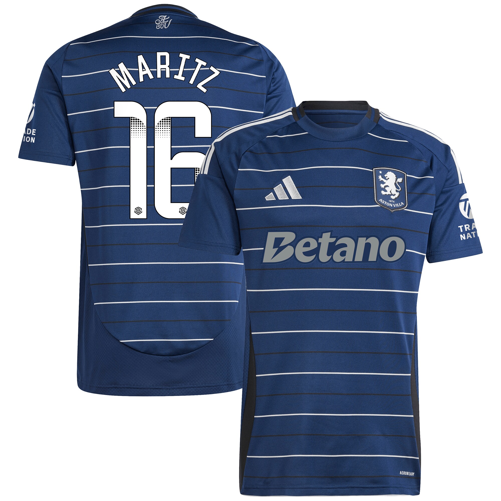 Explore the aston villa wsl adidas third shirt 2024-25 with maritz 16 printing Collection of Aston Villa jerseys. Authentic, high-quality football shirts for every supporter, available worldwide.
