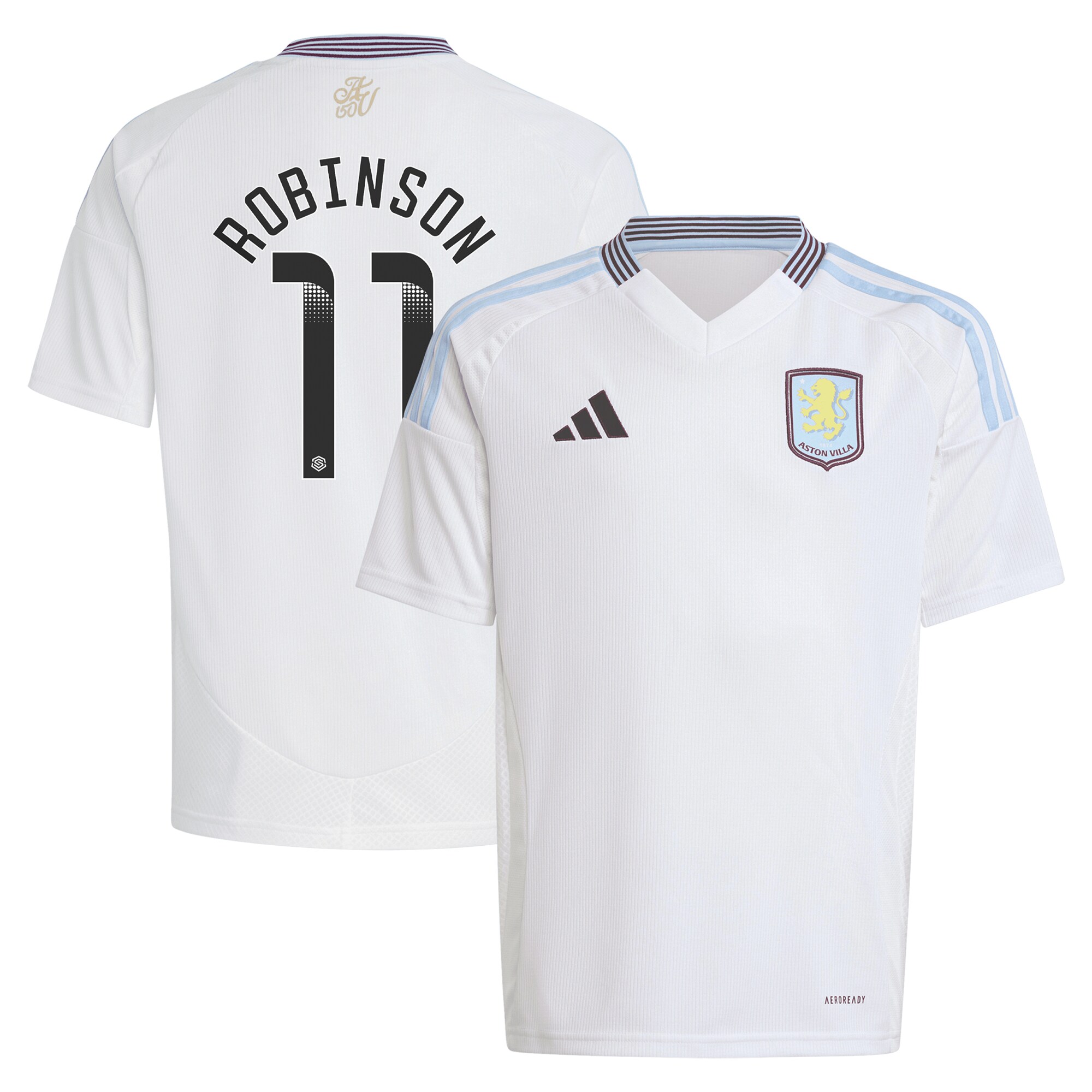 Explore the aston villa wsl away shirt 2024-25 – kids with robinson 11 printing Collection of Aston Villa jerseys. Authentic, high-quality football shirts for every supporter, available worldwide.