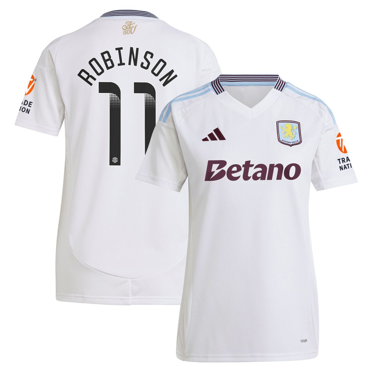 Explore the aston villa wsl away shirt 2024-25 – womens with robinson 11 printing Collection of Aston Villa jerseys. Authentic, high-quality football shirts for every supporter, available worldwide.